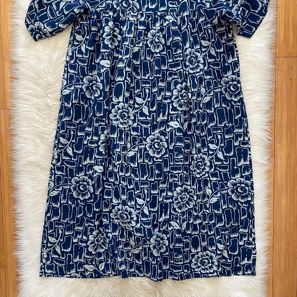 Ilana Kohn Brenda Maxi Dress Stone Flower Print Blue Front Abstract Oversized - Picture 8 of 9